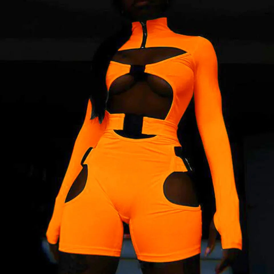 Long-Sleeve Cut-Out Jumpsuit