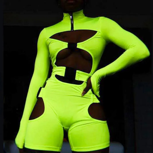 Long-Sleeve Cut-Out Jumpsuit