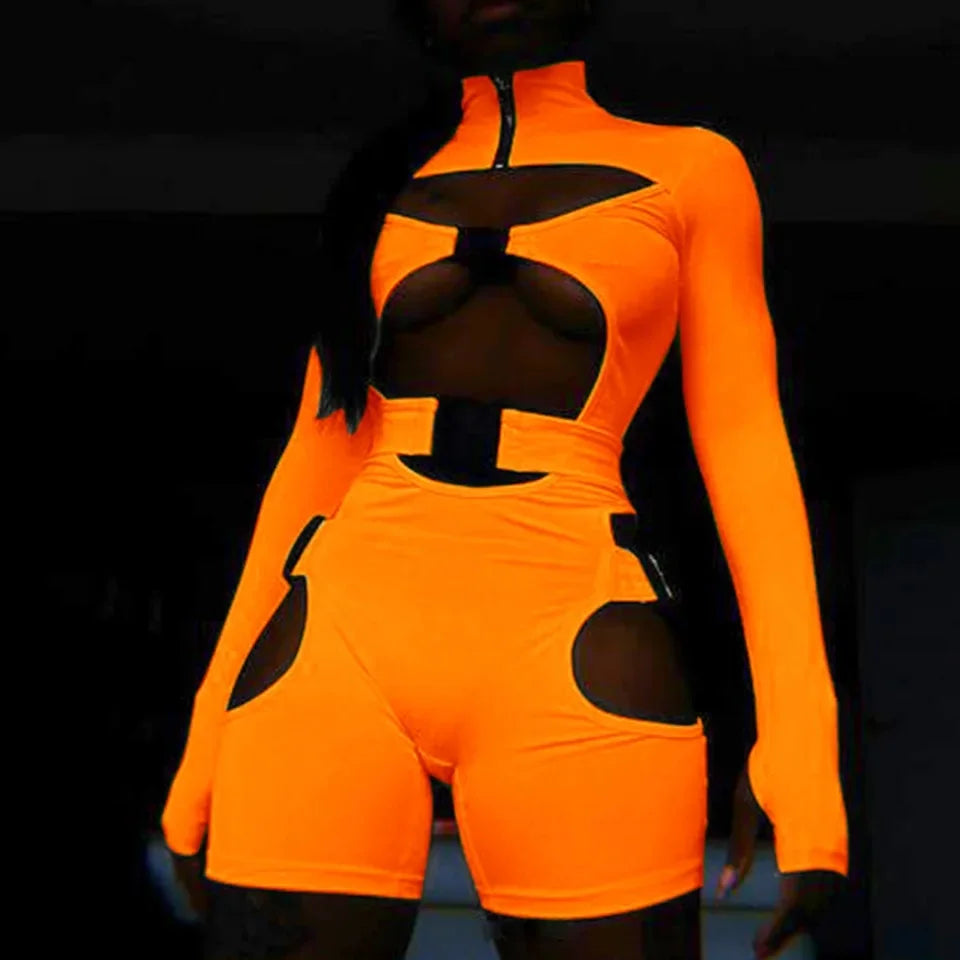 Long-Sleeve Cut-Out Jumpsuit