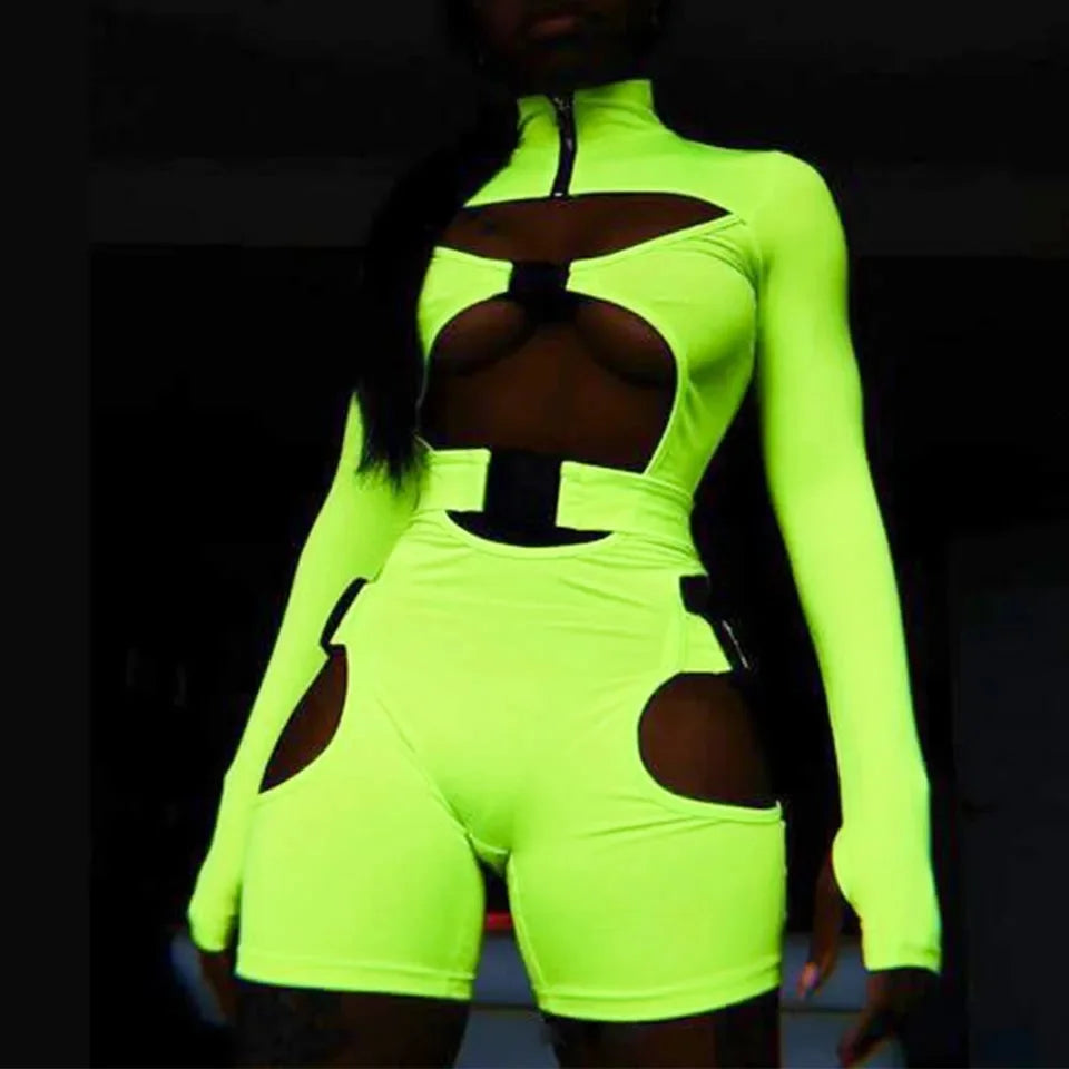 Long-Sleeve Cut-Out Jumpsuit